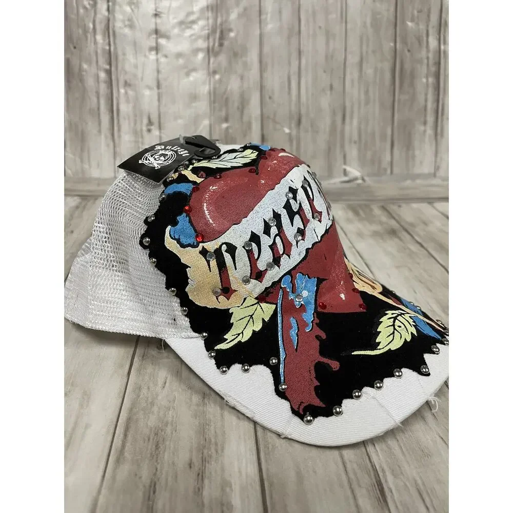 Bulzeye Hat Mens Embroidered Cap White Tease Me Ripped Heart A10